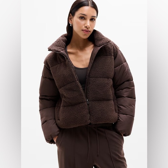 NWT Athleta brown Halo hybrid‎ puffer jacket size medium - Picture 3 of 10